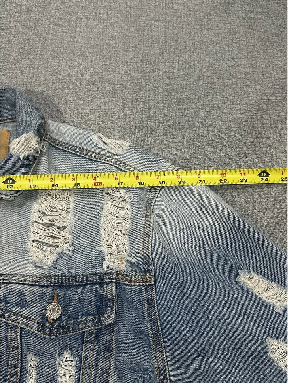 Distressed Denim Size S Fits M Jacket Wash Ripped Jean Jacket